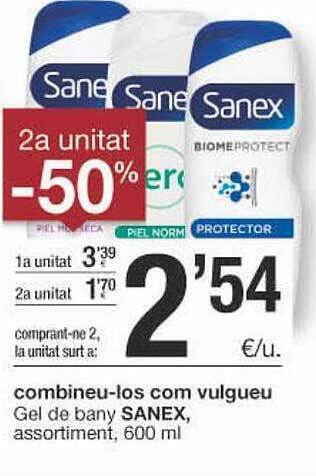 BonpreuEsclat 2a Unitat -50% Gel De Bany Sanex Assortiment oferta