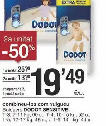 BonpreuEsclat 2a Unitat -50% Bolquers Dodot Sensitive oferta