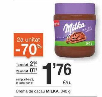 BonpreuEsclat 2a Unitat -70% Crema De Cacau Milka oferta