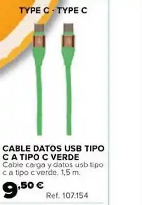 Coferdroza Cable Datos Usb Tipo C A Tipo C Verde oferta