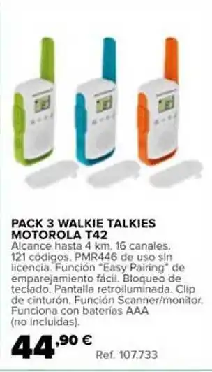 Coferdroza Pack 3 Walkie Talkies Motorola T42 oferta