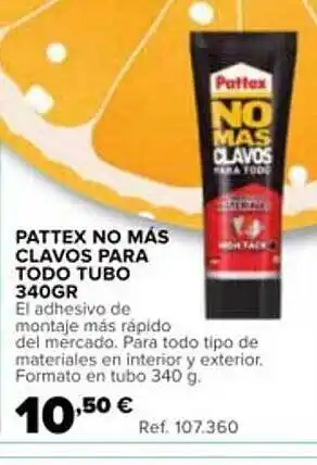 Coferdroza Pattex No Más Clavos Para Todo Tubo 340gr oferta