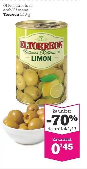 Sorli 2a Unitat -70% Olives Farcides Amb Llimona Torreón oferta