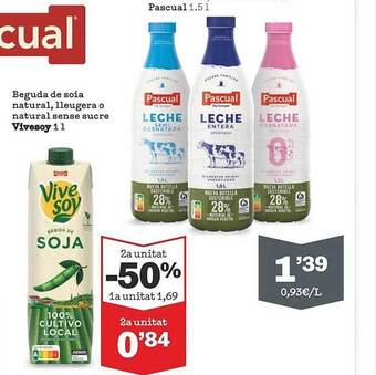 Sorli 2a Unitat -50% Beguda De Soia Natural Lleugera O Natural Sense Sucre Vivesoy oferta