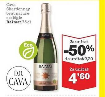 Sorli 2a Unitat -50% Cava Chardonnay Brut Nature Ecològic Raimat oferta