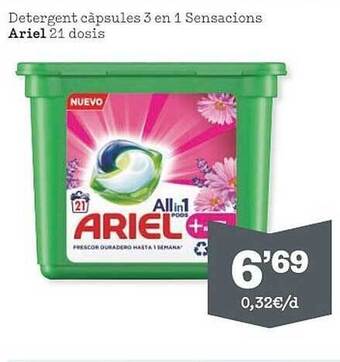 Sorli Detergent Càpsules 3 En 1 Sensacions Ariel 21 Dosis oferta