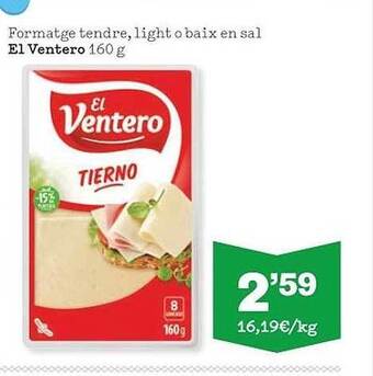 Sorli Formatge Tendre Light O Baix En Sal El Ventero oferta