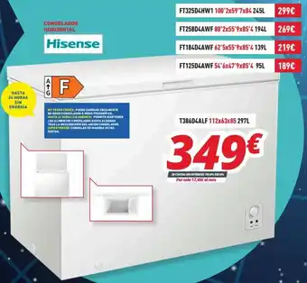 Mi electro Hisense Congelador Horizontal T386D4ALF 112 x 63 x 85 297 L oferta