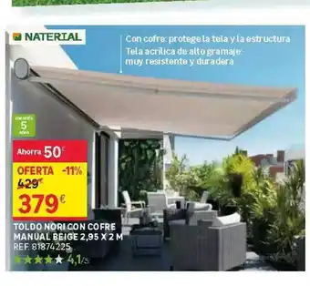 Leroy Merlin Toldo Nori Con Cofre Manual Beige Naterial oferta