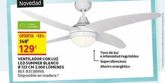 Leroy Merlin Ventilador Con Luz Led Summer Blanco ø 122 Cm 2.000 Lúmenes oferta