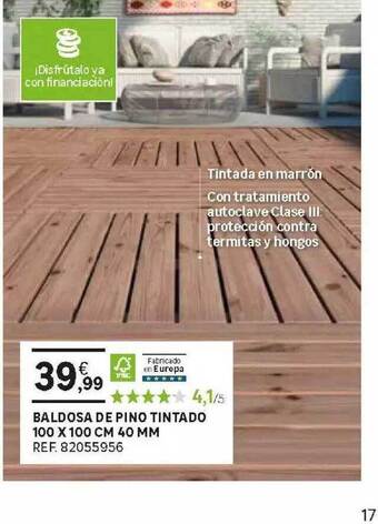 Leroy Merlin Baldosa De Pino Tintado 100 X 100 Cm 40 Mm oferta