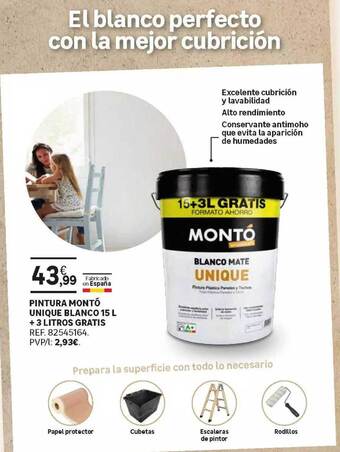 Leroy Merlin Pintura Montó Unique Blanco 15 L + 3 Litros Gratis oferta