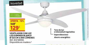 Leroy Merlin Ventilador Con Luz Led Summer Blanco ø 122 Cm 2.000 Lúmenes oferta