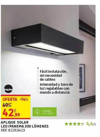 Leroy Merlin Aplique Solar Led Ipanema 300 Lúmenes oferta