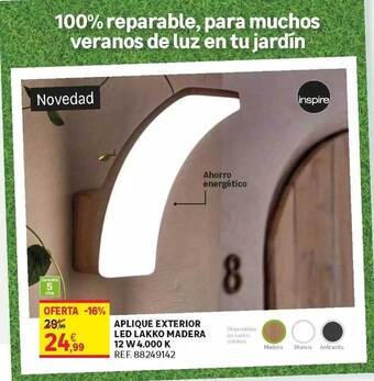 Leroy Merlin Aplique Exterior Led Lakko Madera 12 W 4.000 K oferta