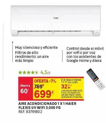 Leroy Merlin Aire Acondicionado 1x1 Haier Flexis Uv Wifi 3.000 Fg oferta
