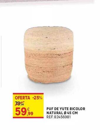 Leroy Merlin Puf De Yute Bicolor Natural ø 45 Cm oferta