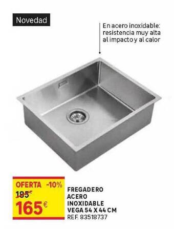 Leroy Merlin Fregadero Acero Inoxidable Vega 54 X 44 Cm oferta
