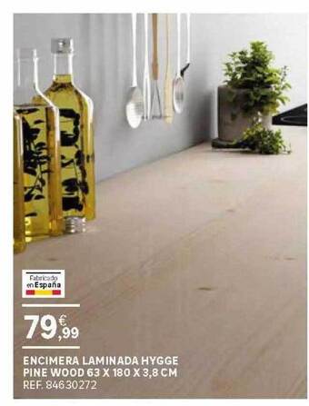 Leroy Merlin Encimera Laminada Hygge Pine Wood 63 X 180 X 3.8 Cm oferta