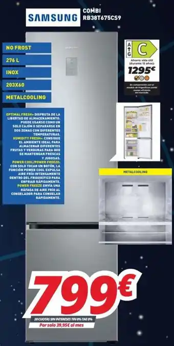 Mi electro Samsung Combi RB38T675CS9 203 x 60 276 L oferta