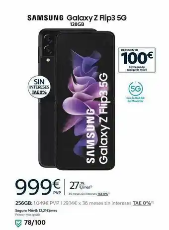 Movistar Samsung Galaxy Z Flip3 5g 128gb oferta