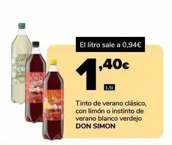Supeco Tinto De Verano Clásico Con Limón O Instinto De Verano Blanco Verdejo Don Simon oferta