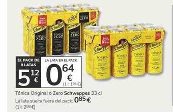 Supermercados Charter Tónica Original O Zero Schweppes oferta