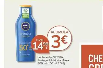 Supermercados Charter Leche Solar Spf50+ Protege & Hidrata Nivea oferta