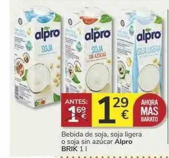 Supermercados Charter Bebida De Soja Soja Ligera O Soja Sin Azúcar Alpro oferta