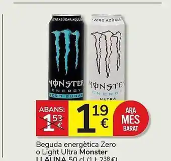 Consum Beguda Energètico Zero O Light Ultra Monster oferta