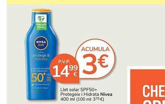 Consum Llet Solar Spf50+ Protegeix I Hidrata Nivea oferta