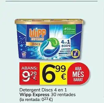 Consum Detergente Disc 4 En 1 Wipp Express 30 Rentades oferta