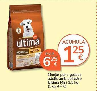 Consum Menjar Per A Gossos Adults Amb Pollastre Ultima Mini oferta