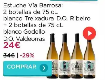 La tienda en casa Estuche Vía Barrosa: 2 Botellas De 75 Cl Blanco Treixadura D.o. Ribeiro + 2 Botellas De 75 Cl Blanco Godello D.o. Valdeorras oferta