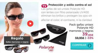 La tienda en casa Pack Gafas Unisex Polaryte Hd Marrones Y Negras oferta