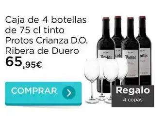 Caja De 4 Botellas De 75 Cl Tinto Protos Crianza D.o. Ribera De Duero