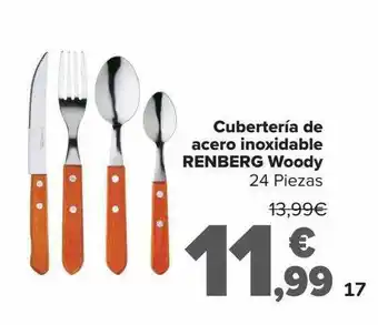 Carrefour Cubertería De Acero Inoxidable Renberg Woody oferta