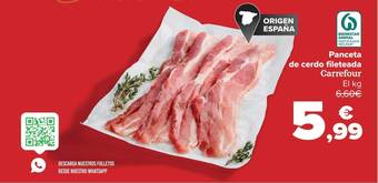 Carrefour Panceta De Cerdo Fileteada Carrefour oferta