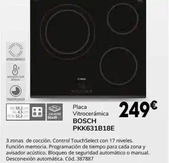 Conforama Placa Vitrocerámica Bosch Pkk931b18e oferta