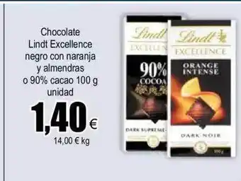 FROIZ Chocolate Lindt Excellence Negro Con Naranja Y Almendras O 90% Cacao oferta
