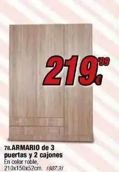 Rapimueble 78. Armario De 3 Puertas Y 2 Cajone oferta