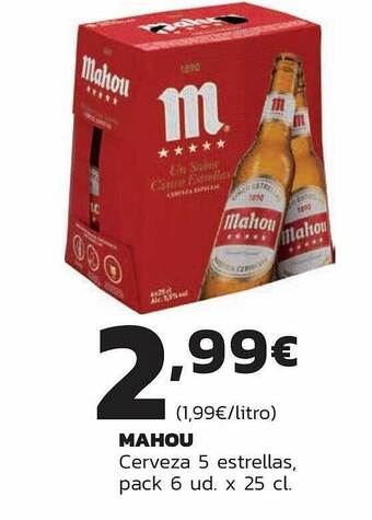 Supermercados Lupa Mahou Cerveza 5 Estrellas Pack 6 oferta