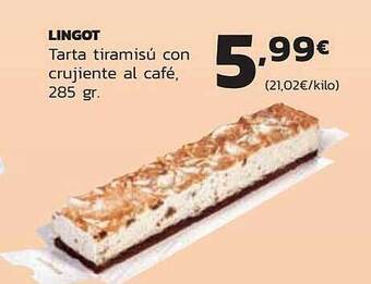 Supermercados Lupa Lingot Tarta Tiramisú Con Crujiente Al Café oferta