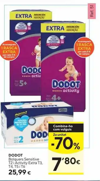 Caprabo 2a Unitat -70% Dodot Bolquers Sensitive Activity Extra oferta