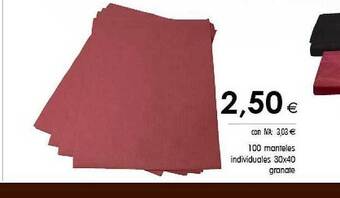 Cash Ifa 100 Manteles Individuales 30x40 Granate oferta