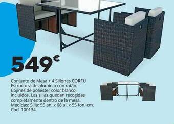 Conforama Conjunto De Mesa + 4 Sillones Corfu oferta