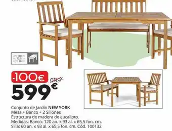 Conforama Conjunto De Jardin New York Mesa + Banco + 2 Sillones oferta