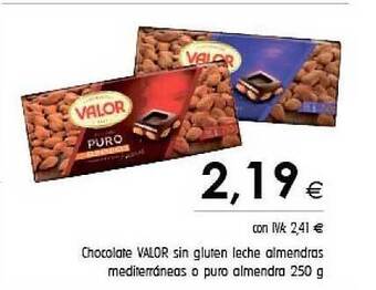 Cash Ifa Chocolate Valor Sin Gluten Leche Almendras Mediterráneas O Puro Almendra oferta