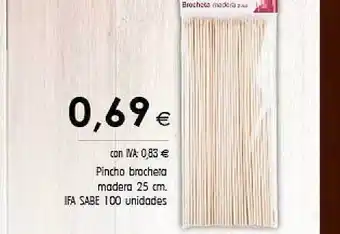 Cash Ifa Pincho Brocheta Madera 25 Cm Ifa Sabe oferta
