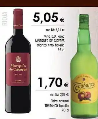 Cash Ifa Vino D.o Rioja Marques De Caceres Crianza Tinto Sidra Natural Trabanco oferta